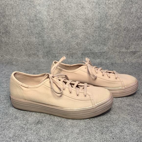 KEDS Sneakers 8.5 TRIPLE KICK SHIMMER PLATFORM Metallic Blush Pink Canvas - Picture 5 of 12